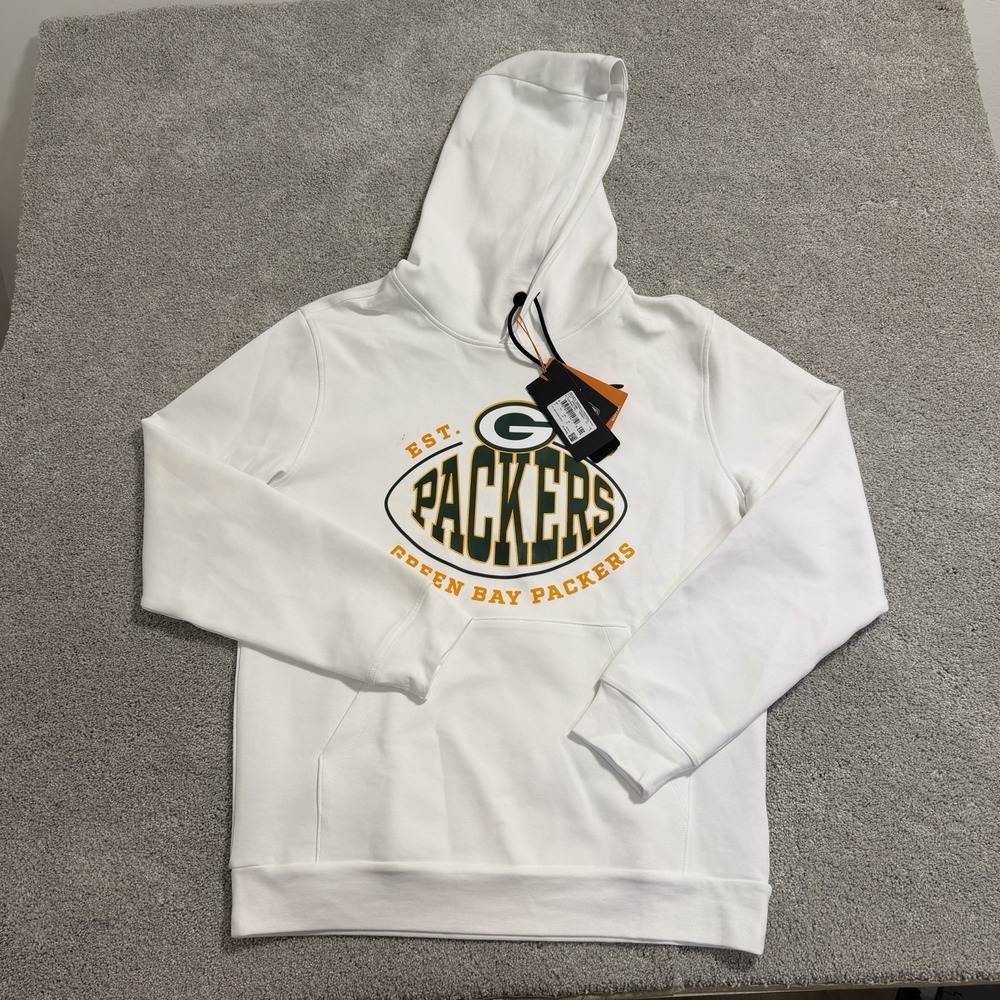 Hugo Boss Green Bay Packers Hoodie Mens L White NFL Sweatshirt Pullover - DEFECT